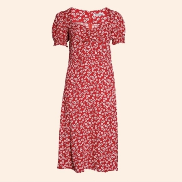 Reformation red floral midi dress